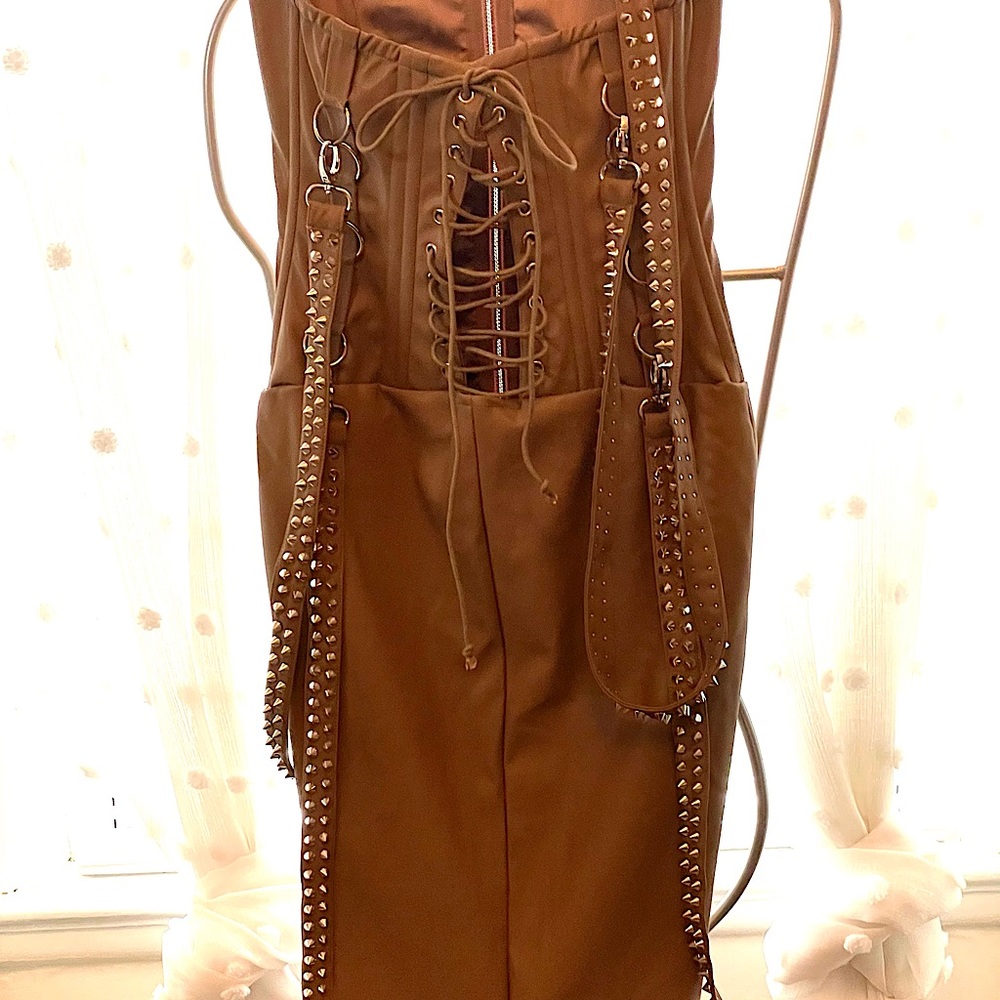 Neutral Faux leather Dress. New with tags